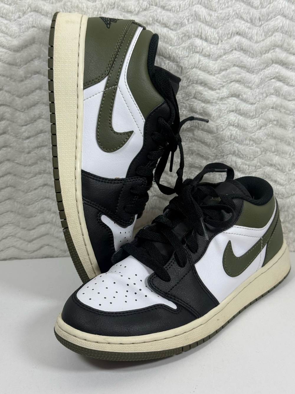 Nike Air Jordan 1 Low — White, Black & Olive